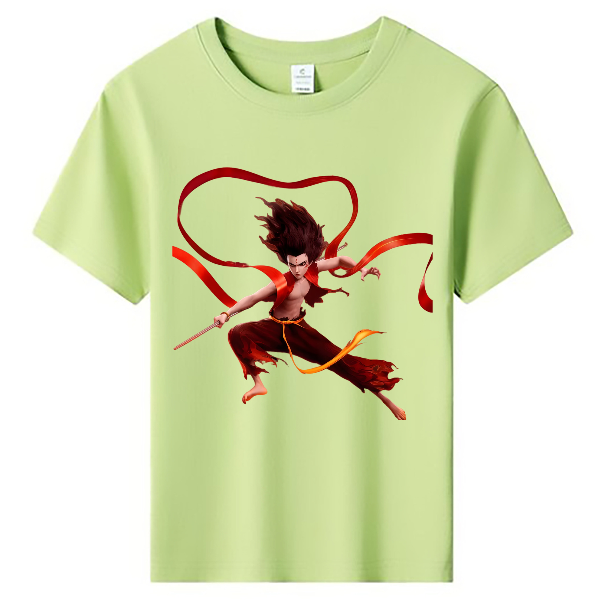 （画像用） Ne Zha 2 ナタ 魔童の大暴れ 綿100％キッズTシャツ（フロントプリント）